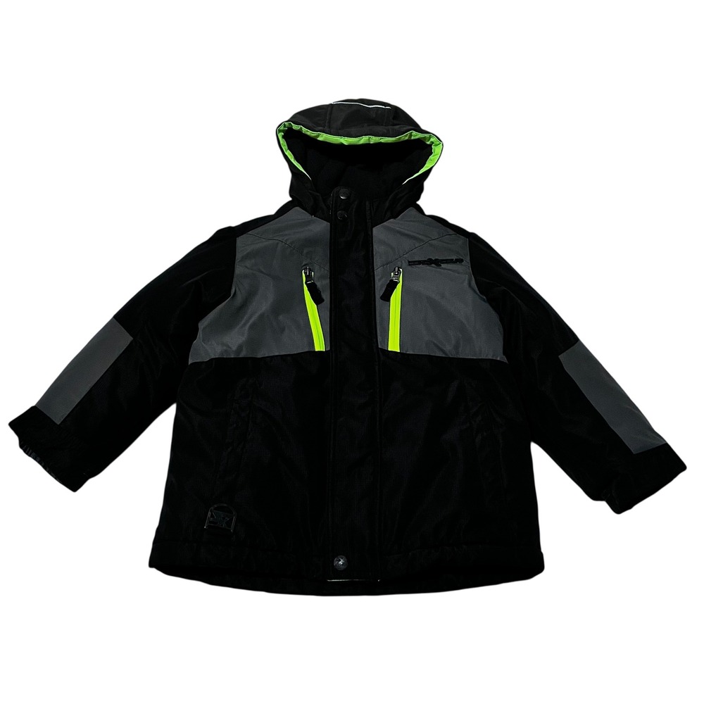 Zero Xposure Boys' 4/5 Winter‎ Coat Black/Grey with Green Accents 3-in-1 Design